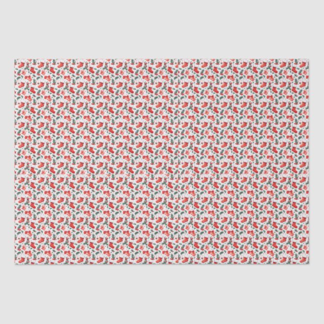 Mistletoe and Stockings Christmas Themed Tissue Paper (Front)