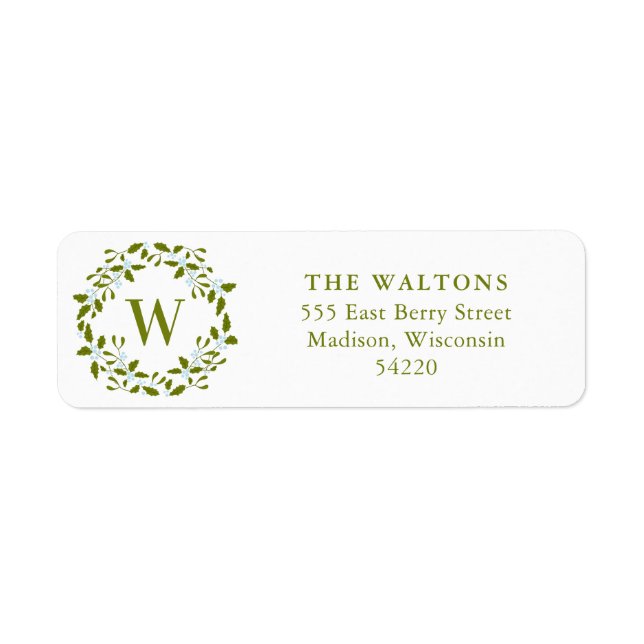 Mistletoe Berry Wreath return address label (Front)