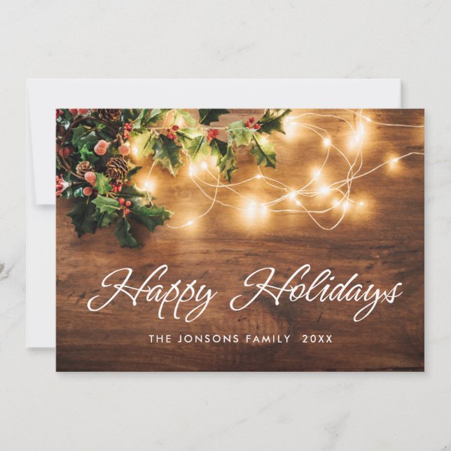 Mistletoe Branch Christmas Holidays Greeting Holiday Card (Front)