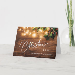 Mistletoe Branch Rustic Christmas Corporate Holiday Card