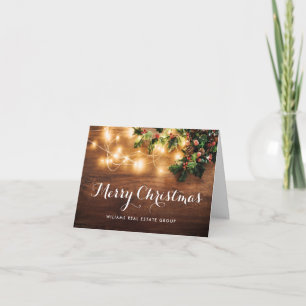 Mistletoe Branch Rustic Christmas Corporate Holiday Card
