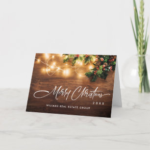 Mistletoe Branch Rustic Christmas Corporate Holiday Card