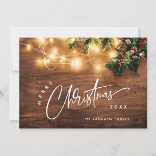 Mistletoe Branch Rustic Christmas Greeting Holiday Card