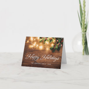 Mistletoe Branch Rustic Christmas Greeting Holiday Card