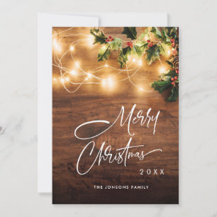 Mistletoe Branch Rustic Christmas Greeting Holiday Card