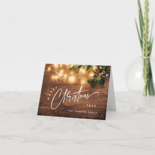 Mistletoe Branch Rustic Christmas Greeting Holiday Card