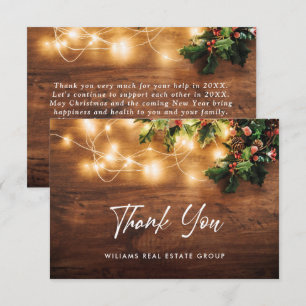 Mistletoe Branch Rustic Christmas Greeting Holiday Thank You Card
