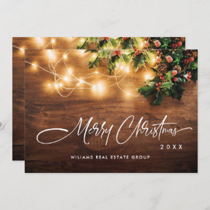 Mistletoe Branch Rustic Corporate Christmas Holiday Card
