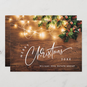Mistletoe Branch Rustic Corporate Christmas Holiday Card