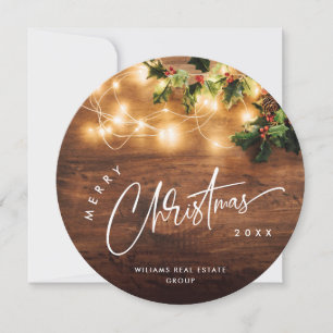 Mistletoe Branch Rustic Corporate Christmas Holiday Card