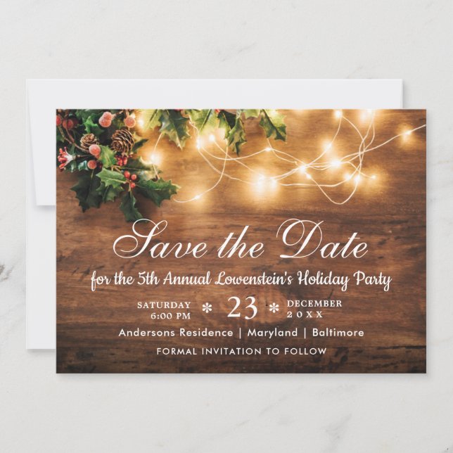Mistletoe Branch Rustic Holiday Christmas Party Invitation (Front)