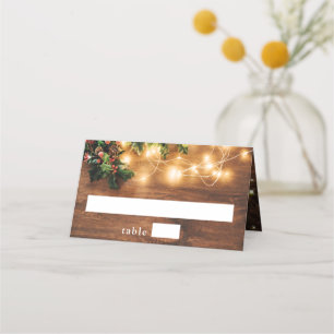 Mistletoe Branch Rustic Holiday Christmas Party Place Card