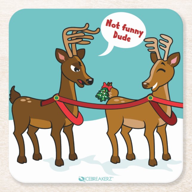 MISTLETOE BUTT FUNNY CHRISTMAS COASTER (Front)