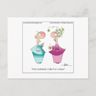 MISTLETOE Cartoon Postcard by April McCallum