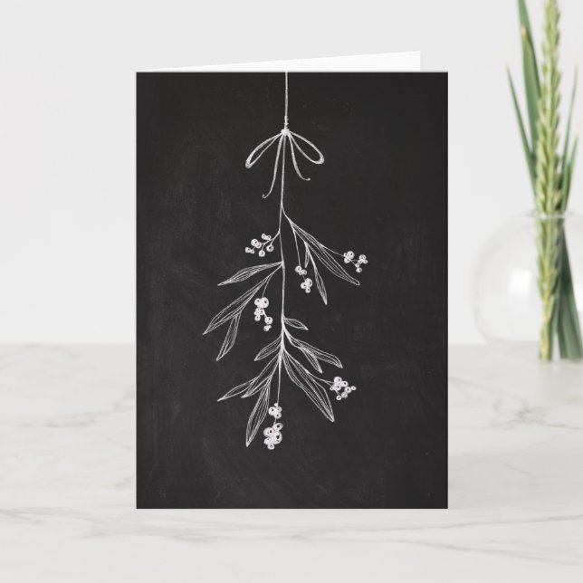 Mistletoe Chalkboard Art Holiday Card (Front)
