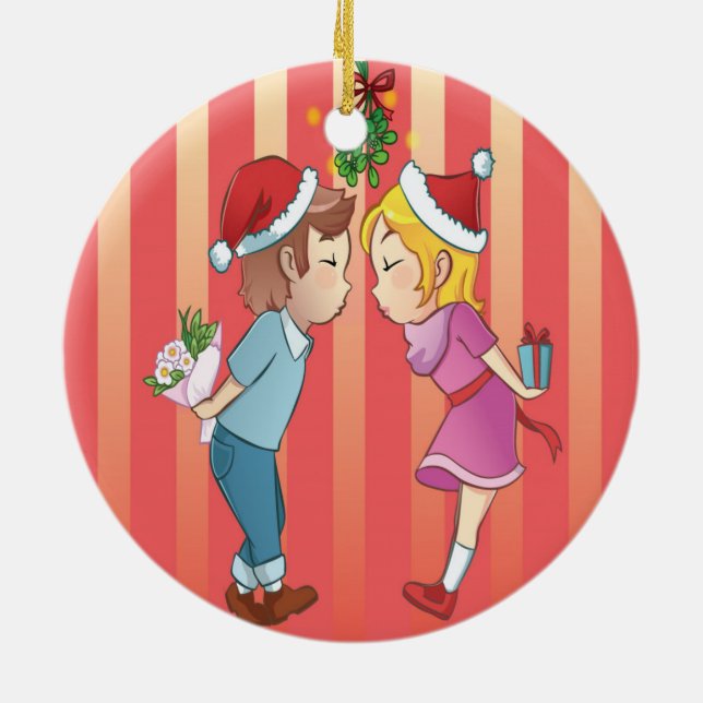 Mistletoe Christmas Ceramic Ornament (Back)