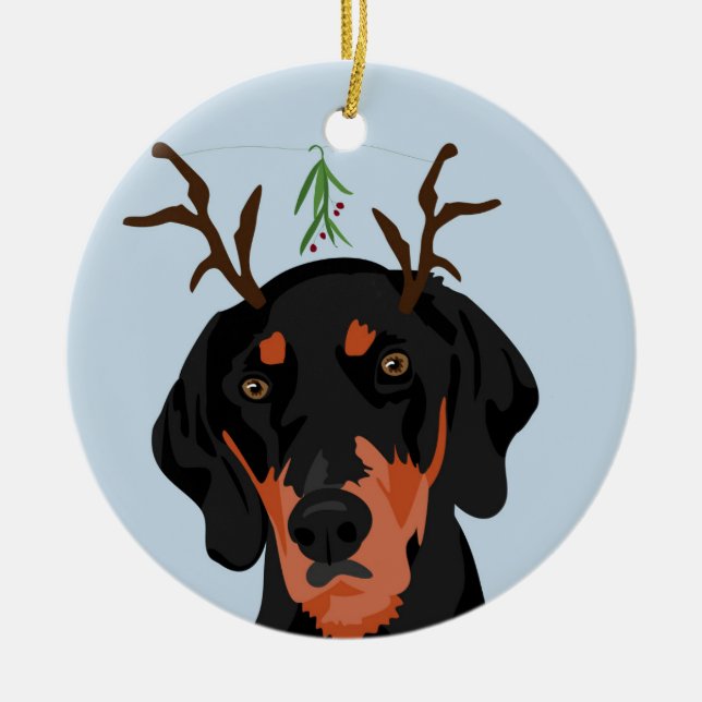 Mistletoe Coonhound Ornament (Front)