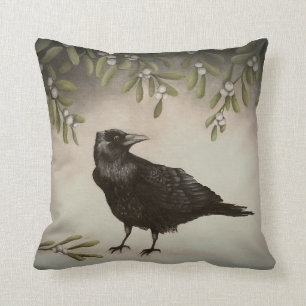 Mistletoe Crow Cushion