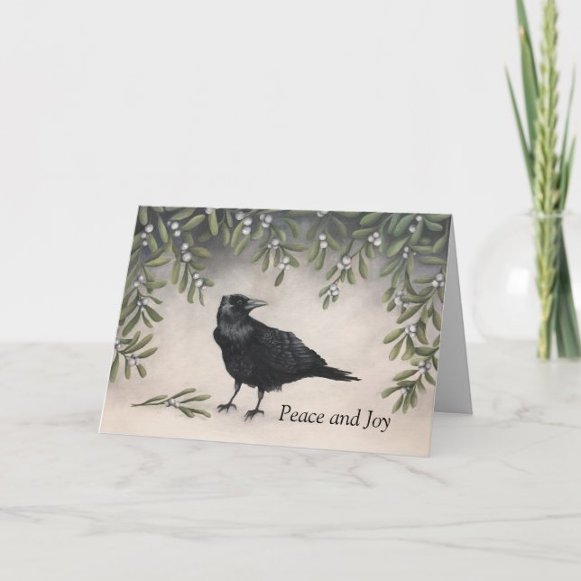 Mistletoe Crow Holiday Card (Front)
