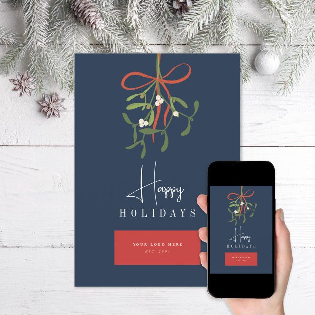 Mistletoe Custom Business Logo Holiday Card (Creator Uploaded)