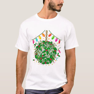 Mistletoe Disco Ball Christmas Party Art T-Shirt