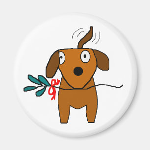 Mistletoe Doggie Wagging - magnet