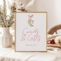 Mistletoe Dusty Rose Bow Cards Gifts