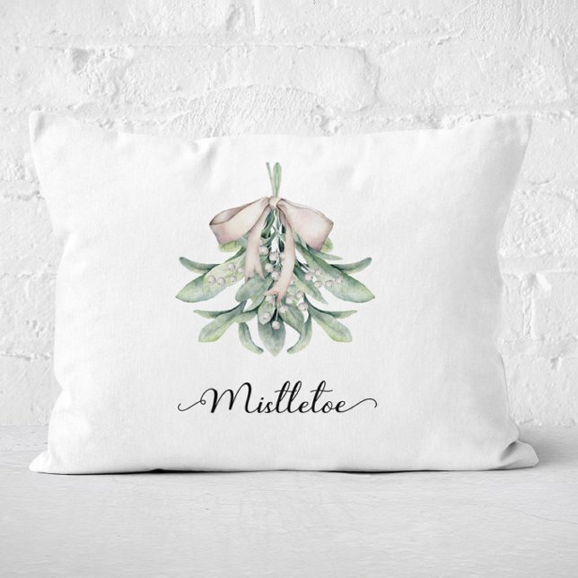 Mistletoe Festive Holiday  Decorative Cushion (Mistletoe Christmas Pillow)