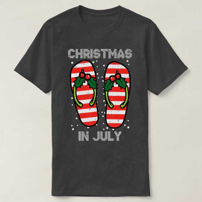 Mistletoe Flip Flops Christmas In Jully Summer Xma T-Shirt (Design Front)