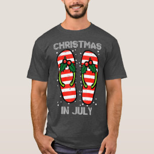 Mistletoe Flip Flops Christmas In Jully Summer Xma T-Shirt
