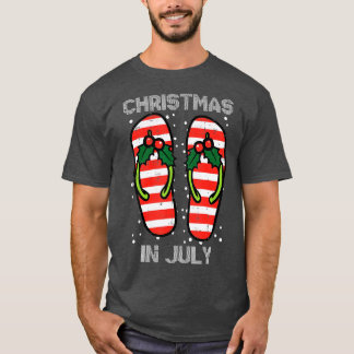 Mistletoe Flip Flops Christmas In Jully Summer Xma T-Shirt