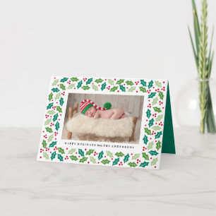 Mistletoe Folded Holiday Greeting Photo Card