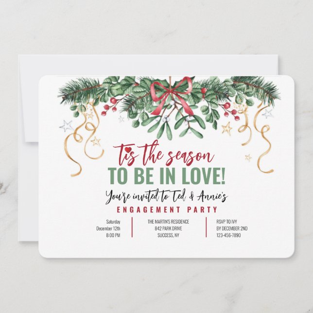 Mistletoe Frame Holiday Invitation (Front)