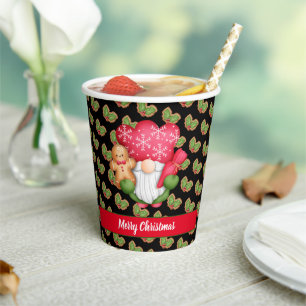 Mistletoe Gnome Customise Colour and Text Paper Cups
