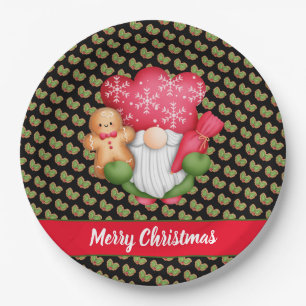 Mistletoe Gnome Customise Colour and Text Paper Plate