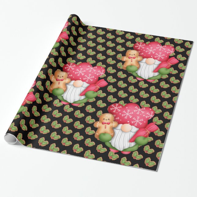 Mistletoe Gnome Customise Colour Wrapping Paper (Unrolled)