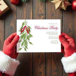 Mistletoe Greenery Christmas Party Custom Invitation