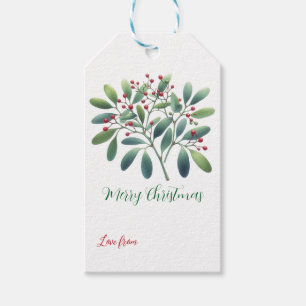 Mistletoe Greenery Simple Decor Gift Tags
