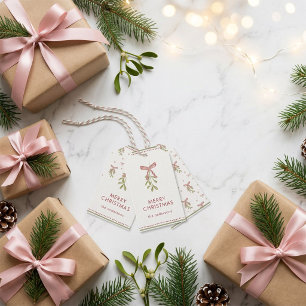 Mistletoe Hand Drawn Family Name Christmas Gift Tags