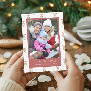 Mistletoe Hand Painted Family Photo Christmas Card