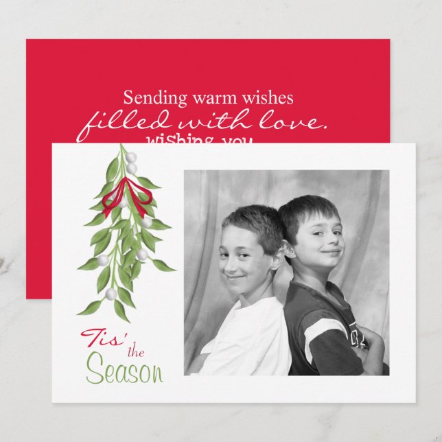 Mistletoe Holiday Photo Card (Front/Back)