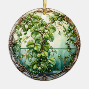 Mistletoe in a Victorian Garden Ceramic Ornament