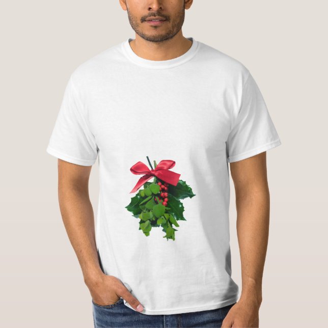 Mistletoe Kiss Below the Belt Christmas T-shirt (Front)