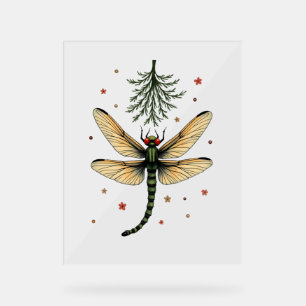 Mistletoe Kiss Dragonfly Acrylic Sign