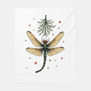 Mistletoe Kiss Dragonfly Fleece Blanket