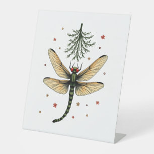 Mistletoe Kiss Dragonfly Pedestal Sign