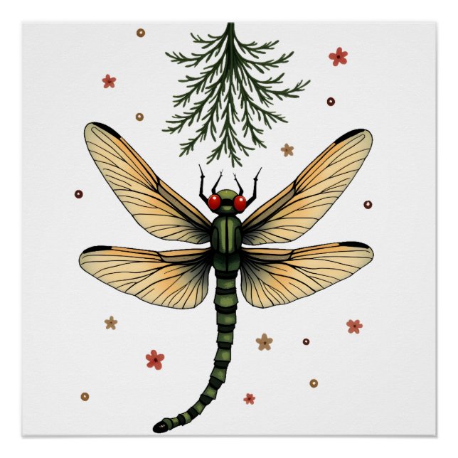 Mistletoe Kiss Dragonfly Poster (Front)