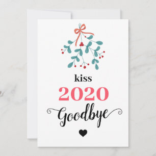 Mistletoe Kiss Goodbye to 2020 Do-over Funny Red Holiday Card