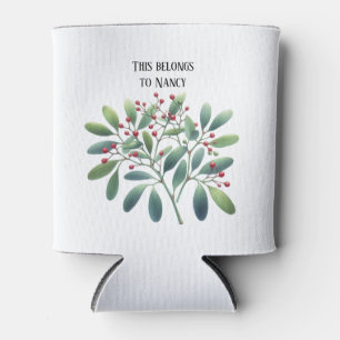 Mistletoe Kisses of Nature Welcome Personalised Can Cooler