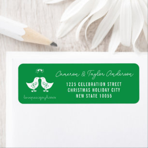 Mistletoe Kissing Chicks Holiday Return Address Label